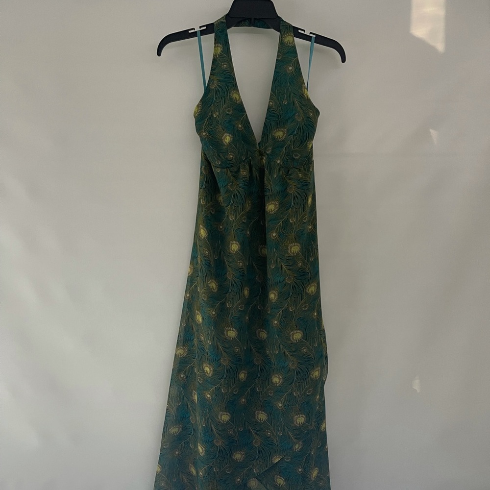 Liberty of London Peacock Print Halter Dress